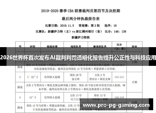 2026世界杯首次发布AI裁判判罚透明化报告提升公正性与科技应用